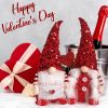 Valentine's Day Gnomes Gifts, Cute Box Raffia Inside, 2 Pcs Handmade Plush Swedish Elf Gnome with Heart Balloon Farmhouse Ornament Centerpiece Decorat