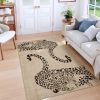 Leopard Print 5x7 Rugs for Living Room, Soft Ultra-Thin Washable Area Rugs for Bedroom Non-Slip Neutral Rug Non-Shedding Indoor Carpet Kids Rugs for P