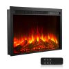 Electric Fireplace Insert, 40 inch Recessed and Wall Mounted with Adjustable Flame Color Brightness & 8h Timer & Remote Control, Indoor Heater w/ 750W