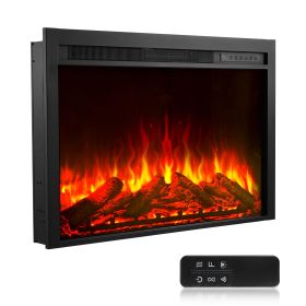 Electric Fireplace Insert, 40 inch Recessed and Wall Mounted with Adjustable Flame Color Brightness & 8h Timer & Remote Control, Indoor Heater w/ 750W