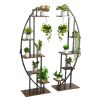 Plant Stand Indoor with Grow Lights, 63 in Tall 6-Tiered Lighted Plant Shelf, 2 Pack Metal Corner Plants Holder, 3 Timer & 10 Brightness, Half-Moon Sh
