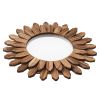 Wall Mirror Decorative, 12-inch Rustic Wood Wall Decor Mirror, Boho Sunburst Aesthetic Mirrors for Bedroom Living Room Bathroom Entryway - Warming Gif