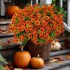 Artificial autumn flowers, outdoor fake chrysanthemums, fake plants, UV resistant and colorfast, simulated plastic greenery for gardens, porches, terr