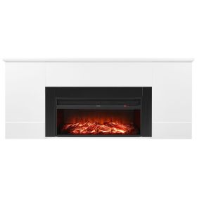 75 inch Freestanding Fireplaces, 1500W 5120BTU Fake Electric Fireplace Stove Heater with Mantel, Overheating Protection, Adjustable Flames,Timer, Remo
