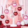 24Pcs Valentines Day Ball Ornaments, 2.36Inch Red Pink White Hanging Balls for Tree, Letter Hanging Baubles Valentine's Day Party Supplies for Wedding
