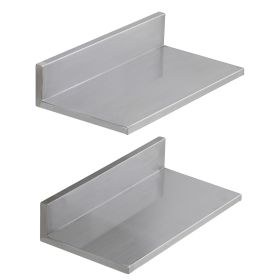 8.6" x 16" Stainless Steel Shelf, Wall Mounted Floating Shelving with Backsplash, 44 lbs Load Capacity Commercial Shelves, Heavy Duty Storage Rack for