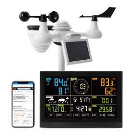 7-in-1 Wi-Fi Weather Station, 7.5 in Color Display, Home Weather Station Indoor Outdoor, with Solar Wireless Outdoor Sensor Alarm Alerts, for Temperat