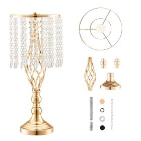 12PCS 49cm/19.3' Tall Crystal Wedding Flower Stand, Metal Wedding Centerpiece Vase, Gold Flower Holders Floral Display Rack for Tables Wedding Dinner