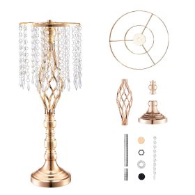 10PCS 55cm/21.65' Tall Crystal Wedding Flower Stand, Metal Wedding Centerpiece Vase, Gold Flower Holders Floral Display Rack for Tables Wedding Dinner