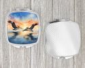 Pelicans Flying Compact Mirror Decorative Travel Makeup Mirror for Women Girls Gifts Pocket Makeup Mirror Folding Handheld