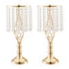 12PCS 49cm/19.3' Tall Crystal Wedding Flower Stand, Metal Wedding Centerpiece Vase, Gold Flower Holders Floral Display Rack for Tables Wedding Dinner