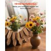 Wall Mirror Decorative, 12-inch Rustic Wood Wall Decor Mirror, Boho Sunburst Aesthetic Mirrors for Bedroom Living Room Bathroom Entryway - Warming Gif