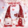 Valentine's Day Gnomes Gifts, Cute Box Raffia Inside, 2 Pcs Handmade Plush Swedish Elf Gnome with Heart Balloon Farmhouse Ornament Centerpiece Decorat
