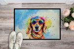 Dachshund Hippie Dawg Doormat Front Door Mat Indoor Outdoor Rugs for Entryway, Non Slip Washable Low Pile, 24H X 36W