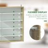 5-Tier Display Cabinet, Wall-Mounted Display Case with 2 Glass Doors and Adjustable Shelves, Oak and White