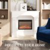 Baroque Fireplace Mantle, Freestanding Fireplace Surround for Electric Fireplaces, 43.3" W x 42.8" H, White