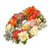 Artificial Decorative Wreath, 24 in, Red Orange Yellow, Decorated with Hydrangeas, Roses, Wooden Sign, Year Round Wreath for All Seasons Indoor and Ou