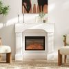 Baroque Fireplace Mantle, Freestanding Fireplace Surround for Electric Fireplaces, 43.3" W x 42.8" H, White