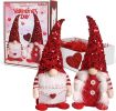 Valentine's Day Gnomes Gifts, Cute Box Raffia Inside, 2 Pcs Handmade Plush Swedish Elf Gnome with Heart Balloon Farmhouse Ornament Centerpiece Decorat