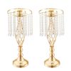 12PCS 49cm/19.3' Tall Crystal Wedding Flower Stand, Metal Wedding Centerpiece Vase, Gold Flower Holders Floral Display Rack for Tables Wedding Dinner