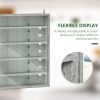Glass Display Cabinet 5-Tier Wall-Mounted Adjustable Shelves 2 Doors Modern Gray