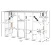 Catio Playground Cat Window Box Outside Enclosure, Wooden Outdoor Cat House with Weather Protection Roof for Multiple Kitties, Cat Shelter Kitten Play