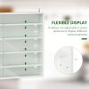 5-Tier White Display Cabinet with Glass Doors & Adjustable Shelves, Wall-Mounted