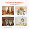 Artificial Decorative Wreath, 22 in, Pink Green, Decorated with Daisies, Babysbreath, Buds, Year Round Wreath for All Seasons Indoor and Outdoor Home
