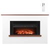 65.5 inch Freestanding Fireplaces, 1500W 5120BTU Fake Electric Fireplace Stove Heater with Mantel, Overheating Protection, Adjustable Flames,Timer, Re