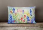 State Watercolor Flowers Throw Pillow Throw Pillow for Indoor Couch Bed Outdoor Patio Washable, Texas Bluebonnets 1708,12Hx16W