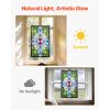 Stained Glass Window Panel, 17 x 29 in, Tiffany Style Hanging Transom Window Panel with Chain, Large Vertical Rectangle Stain Glass, Vintage Tradition