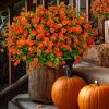 Artificial Autumn Outdoor Flowers, Simulated Chrysanthemums - 12 Bundles of UV-Resistant, Fade-Resistant Artificial Plastic Plants for Garden, Porch,