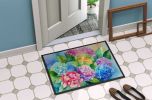 NEW Hydrangeas in Watercolor Doormat Front Door Mat Indoor Outdoor Rugs for Entryway, Non Slip Washable Low Pile, 18H X 27W