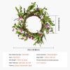 Artificial Decorative Wreath, 22 in, Pink Green, Decorated with Daisies, Babysbreath, Buds, Year Round Wreath for All Seasons Indoor and Outdoor Home