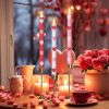6 Pcs Heart Glitter Flameless Taper Candles 10.6 Inch Valentines Day Candles Battery Operated LED Candlesticks for Valenties Wedding Bridal Birthday S