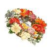 Artificial Decorative Wreath, 24 in, Red Orange Yellow, Decorated with Hydrangeas, Roses, Wooden Sign, Year Round Wreath for All Seasons Indoor and Ou