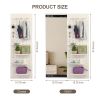 Wall Mounted Full Length Mirror, Full Body Mirror with Shelf, Full Body Mirror with Hook Wall Mounted Mirror with Multifunctional Design Panel, Bedroo