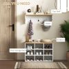 2-in-1 Coat Rack Shoe Bench Set 9 Pair Storage Cabinet Hall Tree Entryway Hallway Mudroom Bedroom Organizer White