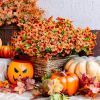 Artificial autumn flowers, outdoor fake chrysanthemums, fake plants, UV resistant and colorfast, simulated plastic greenery for gardens, porches, terr