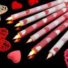 6 Pcs Heart Glitter Flameless Taper Candles 10.6 Inch Valentines Day Candles Battery Operated LED Candlesticks for Valenties Wedding Bridal Birthday S