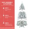 7ft Pvc Mixed Flocked White XmasTree Pine Cone Hinged Medium Automatic  Artificial christmas Tree