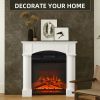 Modern Fireplace Mantel, Freestanding Fireplace Surround for Electric Fireplaces, 43.3" W x 42.8" H, White