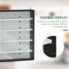 Display Cabinet 5-Tier Black White Glass Case with 2 Doors Adjustable Shelves Wall-Mounted