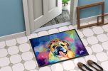 English Bulldog Hippie Dawg Doormat Front Door Mat Indoor Outdoor Rugs for Entryway, Non Slip Washable Low Pile, 24H X 36W