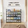 5-Tier Stackable Shoe Rack Organizer with Metal Frame, 35.5 inch Length, Holds 25â€“30 Pairs, Black