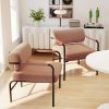 Velvet Upholstered Accent Chair with Cylindrical Backrest and Metal Armrests