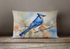 Watercolor Birds Throw Pillow Throw Pillow for Indoor Couch Bed Outdoor Patio Washable, Blue Jay 3183,12Hx16W