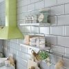 White Floating Shelves - Set of 2, Wall Mounted Hanging Shelves with Gold Towel Bar, Decorative Storage Shelves for Bathroom, Kitchen, Living Room and