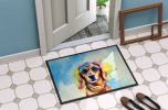 Dachshund Hippie Dawg Doormat Front Door Mat Indoor Outdoor Rugs for Entryway, Non Slip Washable Low Pile, 24H X 36W