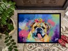 English Bulldog Hippie Dawg Doormat Front Door Mat Indoor Outdoor Rugs for Entryway, Non Slip Washable Low Pile, 24H X 36W